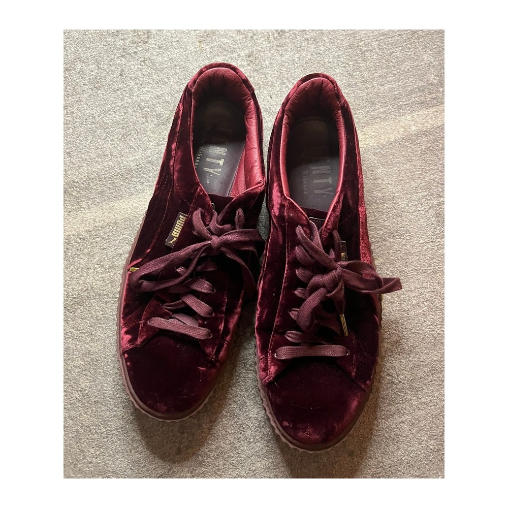 Puma Fenty by Rihanna Velvet Creeper Burgundy Red Platform Sneakers Pimp Shoes